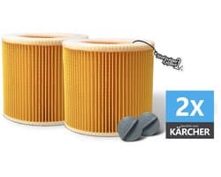 2x Filter geschikt voor KÄRCHER WD1, WD2, WD3, MV2 en MV3 stofzuigers - F6 Klasse Cilinder filter / Lamellenfilter ontworpen en geschikt voor Karcher stofzuigers