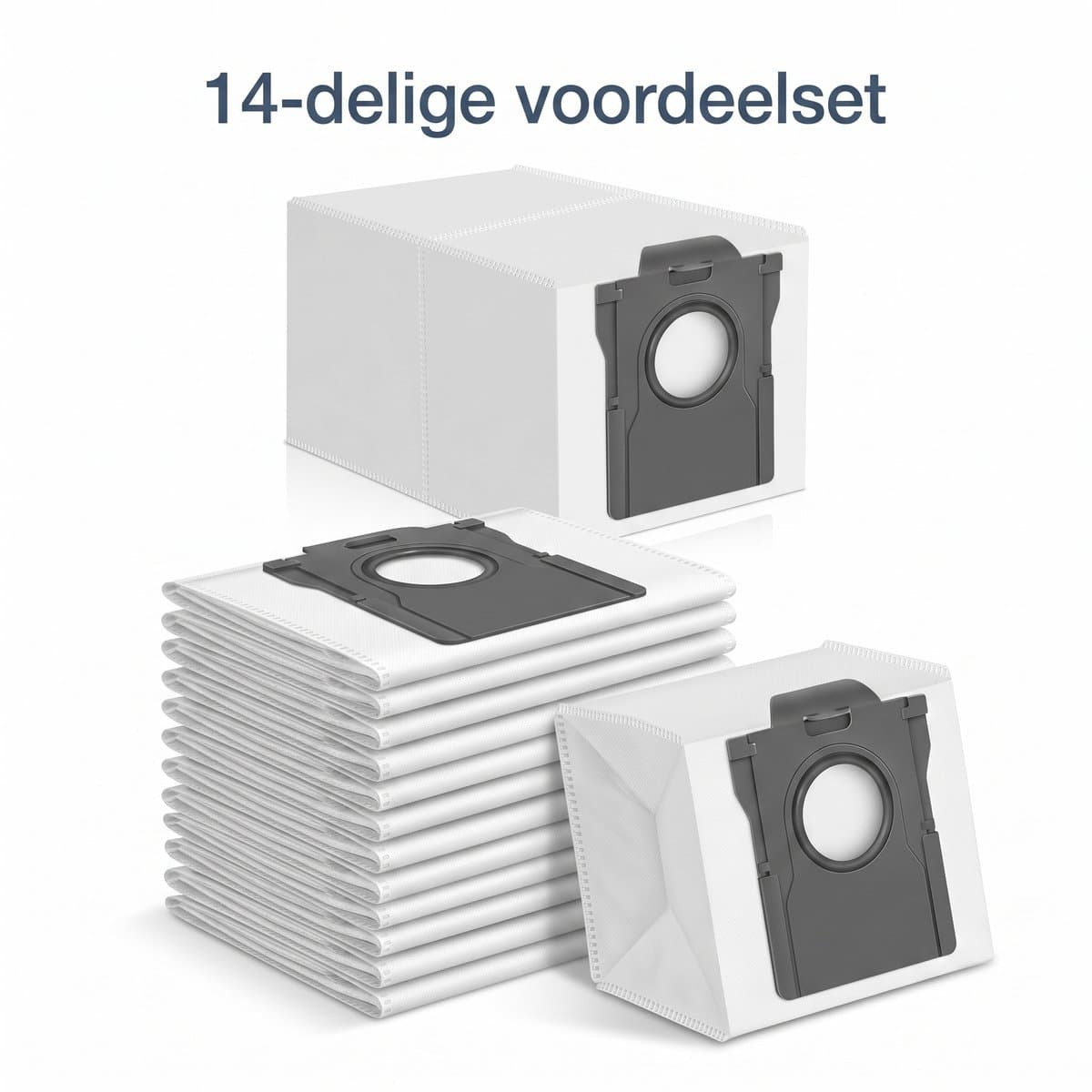 Namajunas-Stofzuigeraccessoires–stofzuigermond– Stofzuigermond & Stofzak van de stofzuiger voor Dreame en Mova robotstofzuigers – 14 stuks 4-laagse filterzakken – 99,9% filtratie, lekvrije afdichting voor dagelijkse reiniging — afbeelding 1