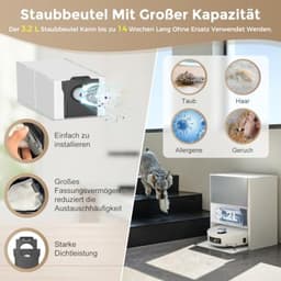PromoHome Accessoireset voor Dreame Aqua10 Ultra Roller Complete robotstofzuiger, 20 stuks – 2 hoofdborstels, 2 dweilpads, 6 stofzakken, 4 HEPA-filters, 4 zijborstels — thumbnail 5