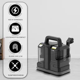 Verte Meubelreiniger - Draagbare Tapijtreiniger – 450 W - Krachtige Zuigkracht - Voor Bekleding – Vlekverwijderaar – Handmodel Vlekverwijderaar voor Banken – Tapijten – Autostoelen – Reiniging van Matrassen en Stoffen – Zwart — thumbnail 4