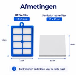 Kleanburg filterset geschikt voor Philips stofzuigers, 2 HEPA filters + 2 motorfilters, 4 delige onderhoudsset, geschikt voor Jewel, Mobilo, Performer, Performer Pro, Specialist, Studio Power en Universe — thumbnail 2