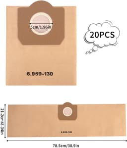 20 stuks - Stofzuigerzak - Papieren stofzak - Geschikt voor Kärcher 6.959-130.0 stofzuigers — thumbnail 2