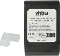 VHBW-vervangingsbatterij voor Dyson-stofzuigers 17083-5010, 202932-02, 17083-3009, 17083-3511, 917083-07, 917083-01 - Type B Grijs (2000 mAh, 22,8 V, Li-ion) — thumbnail 3