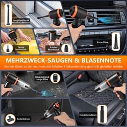 Draagbare Kruimeldief - Mini Stofzuiger Auto - Snel Schoonmaken - 4-in-1 Multifunctioneel - 0.45 kg - Zwart — thumbnail 3