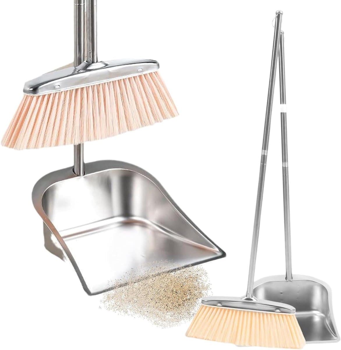 Stoffer en blik - Reinigingsset - Efficiënt schoonmaken - Ergonomisch ontwerp - 398 cm - Zilver — afbeelding 1