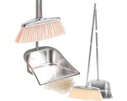 Stoffer en blik - Reinigingsset - Efficiënt schoonmaken - Ergonomisch ontwerp - 398 cm - Zilver