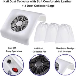 Nagelstofzuiger - Nail Dust Collector - Nagelstof Afzuigen - No-Noise Borstelmotor - 23W - Wit — thumbnail 2