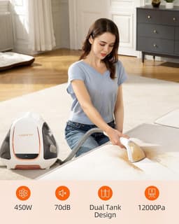 UWANT B100 Draagbare tapijt- en bekledingsreiniger,Tapijtreiniger, 12Kpa sterke zuigkracht, compacte handreiniger, lichtgewicht shampoo-apparaat voor auto's, autodetailing, huisdierlijke vlekken, meubels en banken — thumbnail 4