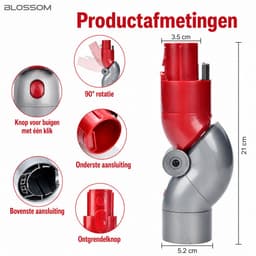 BLOSSOM 90 Graden Hoekstuk Adapter voor Dyson V7/V8/V10/V11/V15 - Rood Hulpmiddel Opzetstuk - Past op Alle Modellen — thumbnail 2