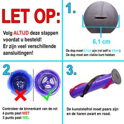 06911870 Turbowals turboborstel 3 punts aansluiting voor dop met vlakke kant geschikt voor Dyson v7 v8 v10 sv11 sv10 sv12 — thumbnail 3