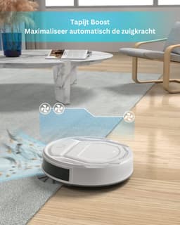 2-in-1 Robotstofzuiger met Laadstation - Met Dweilfunctie (Excl. Dweilaccessoires) - 3.0 Technologie - 120min. - Robotstofzuigers - Dweilrobot - Huisdieren - Stofzuiger - Spraakbesturing & App - Wit — thumbnail 2