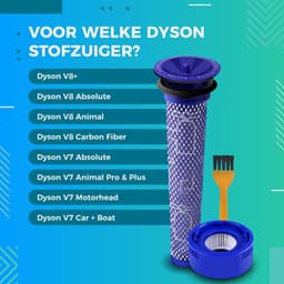 HEPA Filter Set voor Stofzuiger - Geschikt voor Dyson Steelstofzuiger V7 en V8 Series -DC58, DC59, DC61, DC62, DC74- Wasbaar — thumbnail 3