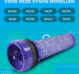 HEPA Filter voor Stofzuiger - Geschikt voor Dyson stofzuiger  DC28c, DC33c, DC37, DC37c, DC39, DC39c, DC41c en DC53  Series - Wasbaar — thumbnail 2