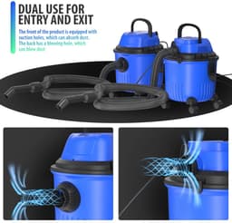 Nat en Droogzuiger - Water Stofzuiger - Waterzuiger - Waterstofzuiger - 30 KPa - 1800 Watt - Water reservoir 15 liter - Blauw - 4 Zwenkwielen — thumbnail 3