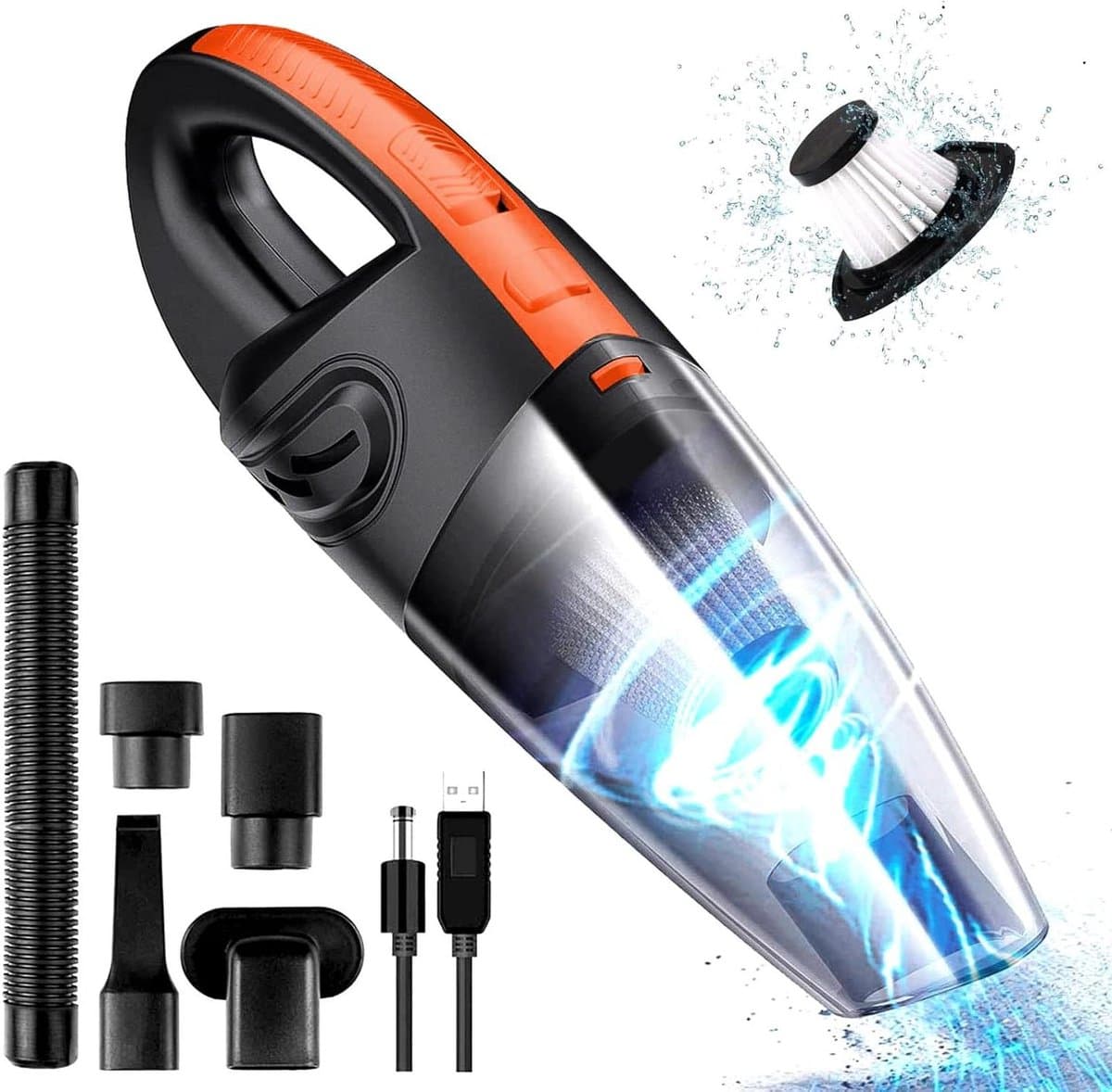 Batterij Draadloze Handstofzuiger - 120W 2200mA - Nat & Droog - Auto Thuis Huisdier Haar - Snel opladen — afbeelding 1