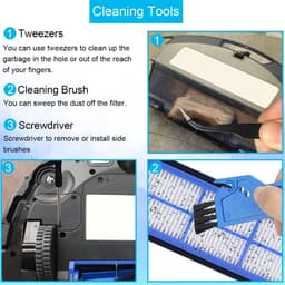Accessoireset geschikt voor Eufy Robovac 11S Max, Robovac 15C Max, Robovac 30C Max, G20, G30, G30 Edge, G10 hybride robotstofzuiger, vervangingsdeel 1 hoofdborstel, 8 zijborstels, 4 filters — thumbnail 2