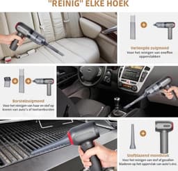 Draagbare Vlekkenreiniger – Kruimeldief Snoerloos Best Verkocht – Vacuum Cleaner – Handstofzuiger – 6 Mondstukken – 9000PA – Grijs — thumbnail 2