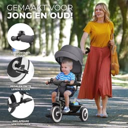 Driewieler Fiets voor Kinderen 9 Maanden tot 5 Jaar - Comfortabele en Veilige Kinderwagen met Handvat en Accessoires in Mystiek Groen — thumbnail 2