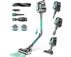 6 in 1 Steelstofzuiger zonder Zak – Op Accu – Draadloos – Vacuum Cleaner – Tapijtreiniger – 25000 PA – 200W – Multifunctioneel – Groen
