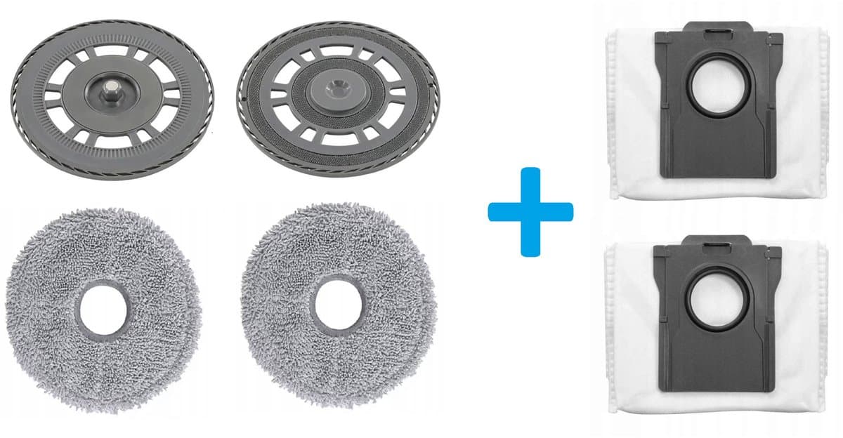 2 x Mop pad houder tray + 2 x mop dweildoek + 2 x stofzuigerzak compatibel met Dreame X30 / X40 / Ultra L10s ULTRA PRO HEAT - Hoogwaardige vervanging — afbeelding 1