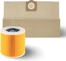 DEGG® - 10x Stofzuigerzakken + Patroonfilter | Geschikt voor Kärcher WD3, MV3, WD3P, MV3P | Langdurige set - Vervangt: 6.959-130.0 & 6.414-552.0 — thumbnail 1