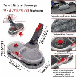 Geschikt voor Geschikt voor Dyson V7 V8 V10 V11 V15 Vervangende elektrische bezem - Diepe reiniging met 1 watertank en 6 doeken inbegrepen — thumbnail 3