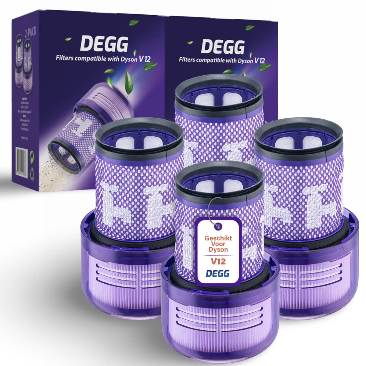 DEGG - Hepa filter geschikt voor Dyson V12 - Detect slim - wasbaar - vervangt filter V12 - filter steelstofzuiger - Duurzaam - Premium kwaliteit - JAARPAKKET - 4 STUK(S) — afbeelding 1