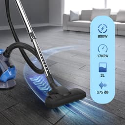Aigostar Tidy - Steelstofzuiger - Stofzuiger Zonder Zak - 2 Liter - Vacuum cleaner zakloos - HEPA 12 filter - Lichtgewicht - Blauw — thumbnail 2
