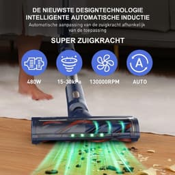 Steelstofzuiger Draadloos - 7-in-1 Stofzuiger - 4 Vermogensniveaus - 480W - 65 Minuten Looptijd - 180 Graden Opvouwbaar — thumbnail 4