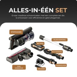 Aerovac - Draadloze Steelstofzuiger – 23 kPa Zuigkracht – 50 min Accuduur – 3 Zuigniveaus – Zakloos — thumbnail 5