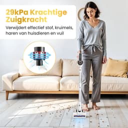 Steelstofzuiger Draadloos – 29kPa – OZK CleanPro TurboClean Pro X – LED Zuigmond – Tot 55 min Accu – Voor Harde Vloeren & Tapijt — thumbnail 2