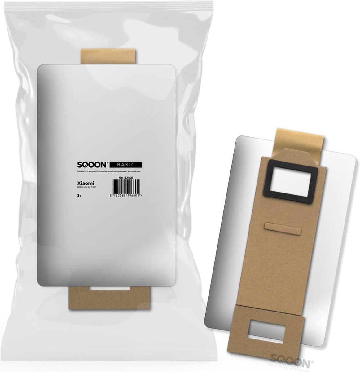 SQOON® Stofzuigerzakken geschikt voor Roborock S7/S7+ Auto-Empty Dock - Gelijk aan model: S7 Dust Bag - 3 stuks — afbeelding 1