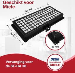 DEGG® - Hepa Filter - Vervangt SF-HA 30 - Geschikt voor Miele - Hepa Airclean Filter - COMBIDEAL - 2 STUK(S) — thumbnail 3