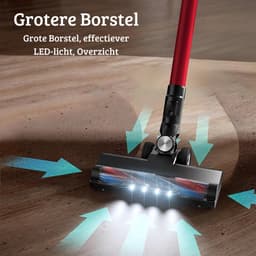 Multifunctionele Stofzuiger zonder Zak – Op Accu – Draadloos – Tapijtreiniger – Vacuum Cleaner – Vlekkenreiniger – Lichtgewicht – Rood — thumbnail 3