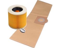 Geschikt voor KARCHER. VOORDEELPAK 10 stuks. stofzuigerzakken en Luchtafvoerfilter voor WD3300, WD3800, A2200-2254Me, A2500-3100, SE4001, SE4002, Papier. COVAKO Merk