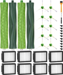 Reserveonderdelen geschikt voor iRobot Roomba E/I/J-serie, i7 i7+ i3 i3+ i4 i4+ j7 (niet j7+) E5 E6, borstelaccessoires geschikt voor iRobot Roomba, 2 sets rubberen borstels,8 hoogwaardige filters, 10 zijborstels — thumbnail 1