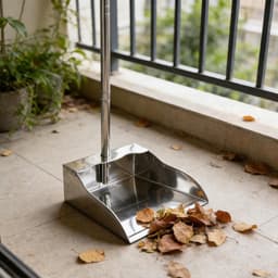 Roestvrijstalen Stofblik - Lange Steel - Stof Vangen - Ergonomisch Antislip Handvat - 75 cm - Metaal — thumbnail 2