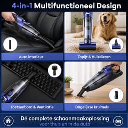 Rosnek Kruimeldief Snoerloos - Handstofzuiger 2 Snelheden met Gemotoriseerde Borstel voor Dierenharen - 10000PA Autostofzuiger - 37 Min Accu, LED & Metalen Filter - 720ml Groot stofreservoir - Zwart — thumbnail 5