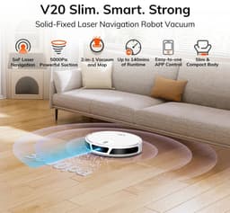 ILIF, Robotstofzuiger V20 met 5000 Pa Zuigkracht en LiDAR Navigatie – Slimme Draadloze Stofzuiger met App en Automatisch Opladen — thumbnail 5