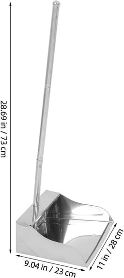 Stofblik met steel - Stoffer en blik - Efficiënt schoonmaken - Roestvrij staal - 73 cm - Zilver — thumbnail 5