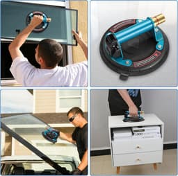 Glaszuignappen Set - Vacuüm Lifters - Platen Verplaatsen - Met Metalen Handgreep - 2 stuks - Blauw — thumbnail 4