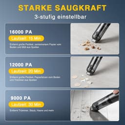 Draadloze Handstofzuiger - Mini Stofzuiger - Auto Interieur Reinigen - 16000 Pa Zuigkracht - 4-in-1 Functies - Zwart — thumbnail 3