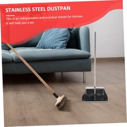 Grote Stofblik - Vuilnisschep - Huishoudelijke Reiniging - Lange Steel - 72 cm - Zilver — thumbnail 3