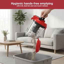 Zakloze Stofzuiger - Cilinder Stofzuiger - Efficiënt Schoonmaken - HEPA-hygiënesysteem - 2.5 Liter - Rood — thumbnail 4