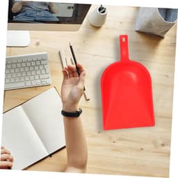 Stofblik en Bezemset - Handveger Tafel - Bureau Schoonmaken - Ergonomisch Handvat - 34 x 19 cm - Rood — thumbnail 2