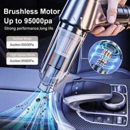 Draadloze Autostofzuiger - Handheld Kruimeldief - Auto Interieur Reinigen - Krachtige Zuigkracht 95000PA - 500 Gram - Grijs — thumbnail 5