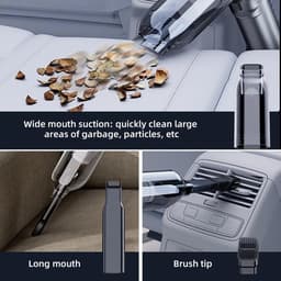 Draagbare Stofzuiger - Handreiniger - Auto Interieur - Sterke Zuigkracht - 500 Gram Capaciteit - Zilver — thumbnail 4