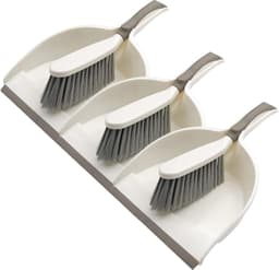 Stofpan en Borstel - Handbezem Set - Kleine Klusjes - Lekvrije Rubberlip - Set van 3 - Beige — thumbnail 1