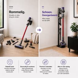 DEGG® - Stofzuiger Standaard Geschikt voor Dyson V7 V8 V10 V11 V12 V15 – Vrijstaand met Accessoirehouders – Zonder Boren – Zwart — thumbnail 5