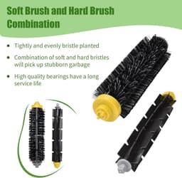 Filter en borstel set geschikt voor iRobot Roomba 600 series 605 615 616 620 621 630 635 650 652 660 665 671 680 690 691 695 -Inclusief 6 filters, 6 zijborstels, 3 paar borstelharen en een zachte rolborstel — thumbnail 5